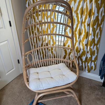 High-Back Rattan Lounge Chair with Cushion (1 of 2)