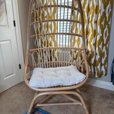 High-Back Rattan Lounge Chair with Cushion (1 of 2)