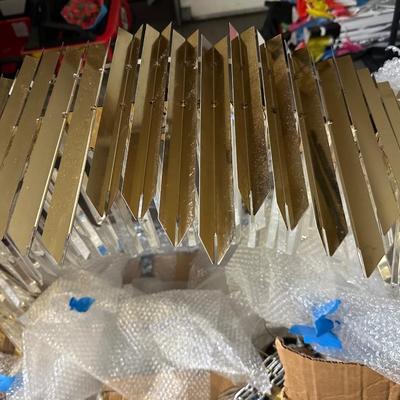 Arrows Steel Crystal Chandelier – Round Gold-Tone Modern Fixture