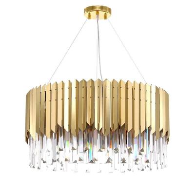 Arrows Steel Crystal Chandelier – Round Gold-Tone Modern Fixture