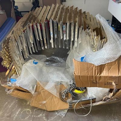 Arrows Steel Crystal Chandelier – Round Gold-Tone Modern Fixture