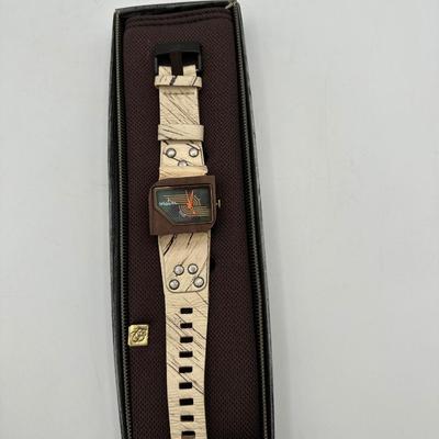 Mistura Handmade Wooden Wristwatch with Cream Leather Band
