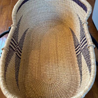 Uri Rose & Co. Handwoven Moses Basket with Black Wooden Rocking Stand