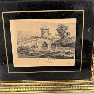 Three Framed Roman Countryside Etchings (BLR-MG)