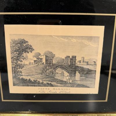 Three Framed Roman Countryside Etchings (BLR-MG)