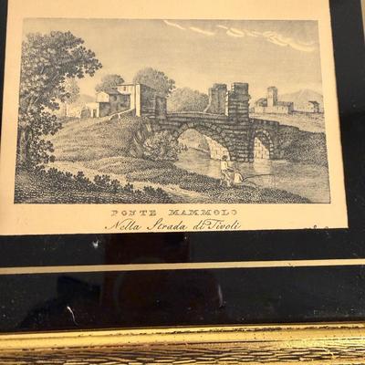 Three Framed Roman Countryside Etchings (BLR-MG)