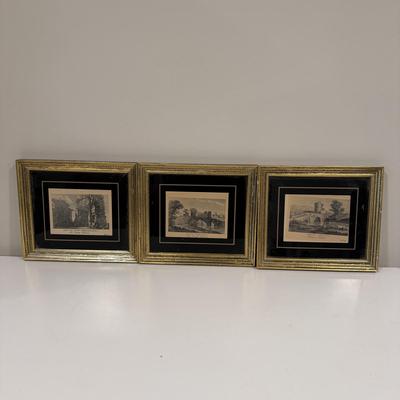 Three Framed Roman Countryside Etchings (BLR-MG)
