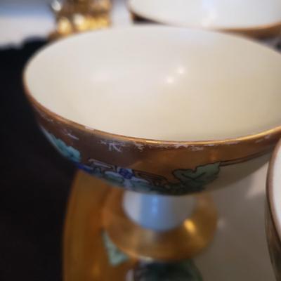 Hand Painted-Limoges Punch Bowl, Cups and Tray (DR-KD)