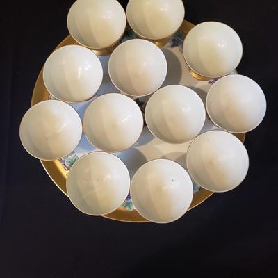 Hand Painted-Limoges Punch Bowl, Cups and Tray (DR-KD)