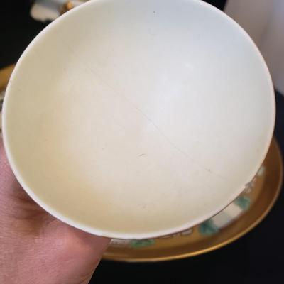 Hand Painted-Limoges Punch Bowl, Cups and Tray (DR-KD)