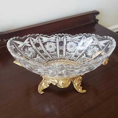Ornate Gold Mirror & Cut Glass Bowl (DR-KD)