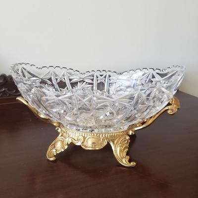 Ornate Gold Mirror & Cut Glass Bowl (DR-KD)