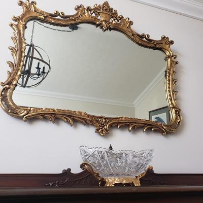 Ornate Gold Mirror & Cut Glass Bowl (DR-KD)
