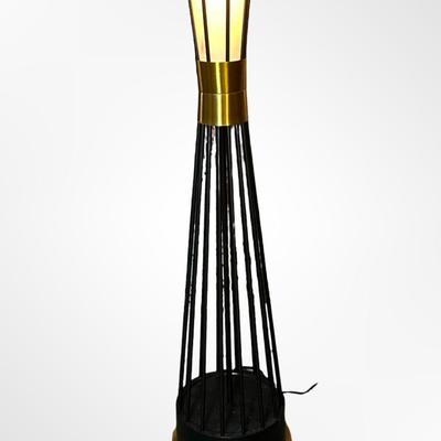 Mid-Century Modern Floor Lamp with Metal Rod Base