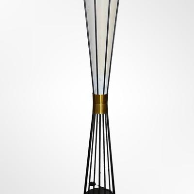 Mid-Century Modern Floor Lamp with Metal Rod Base