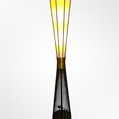 Mid-Century Modern Floor Lamp with Metal Rod Base