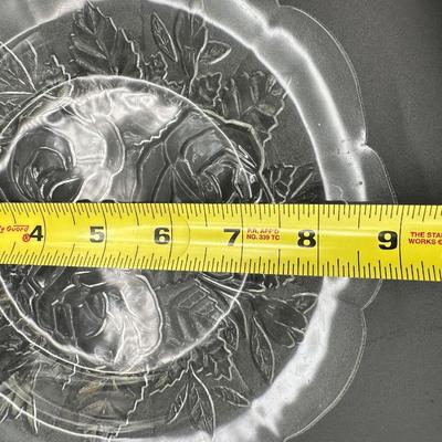 Set of 4 Pressed Glass Plates with Rose Design – Made in Indonesia