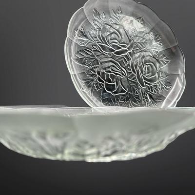 Set of 4 Pressed Glass Plates with Rose Design – Made in Indonesia