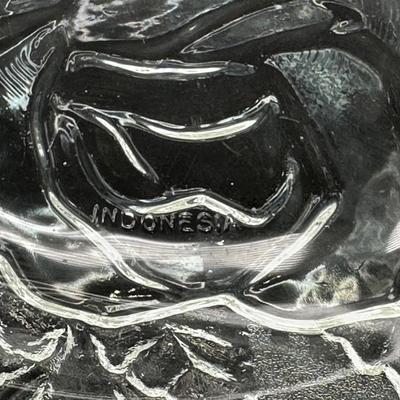 Set of 4 Pressed Glass Plates with Rose Design – Made in Indonesia