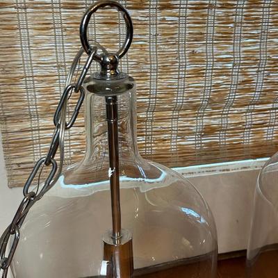 Pair of Clear Glass Bell Jar Pendant Lights – Chrome Finish