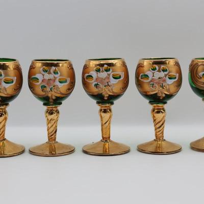 Murano Hand Blown Art Glass Decanter & 6 Cordial Stems