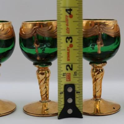 Murano Hand Blown Art Glass Decanter & 6 Cordial Stems