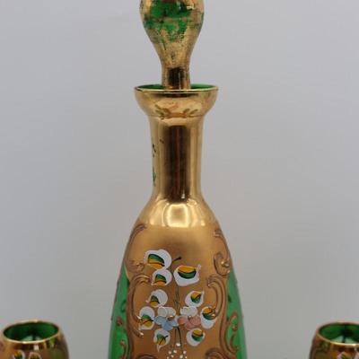 Murano Hand Blown Art Glass Decanter & 6 Cordial Stems