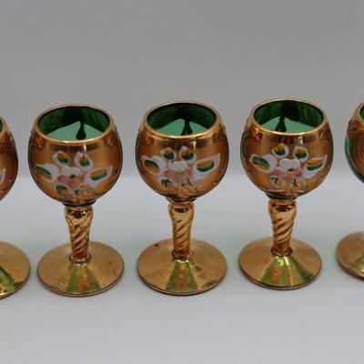 Murano Hand Blown Art Glass Decanter & 6 Cordial Stems