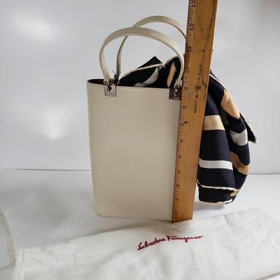LOT 226MBL: Salvatore Ferragamo Purse with Dust Bag & Silk Scarf