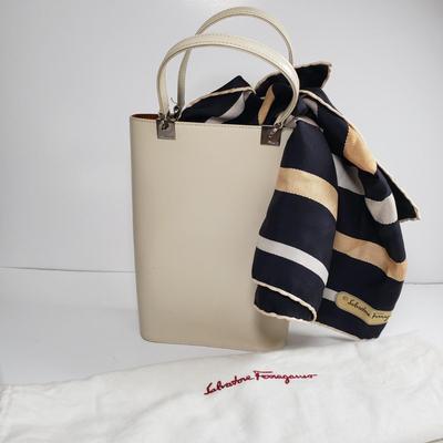 LOT 226MBL: Salvatore Ferragamo Purse with Dust Bag & Silk Scarf