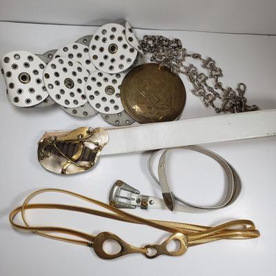 LOT 229MBL: Collection of Vintage Belts; One Artist Signed