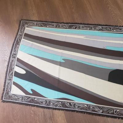 LOT 230MBL: Emilio Pucci Fringed Abstract Scarf