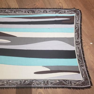 LOT 230MBL: Emilio Pucci Fringed Abstract Scarf
