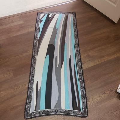 LOT 230MBL: Emilio Pucci Fringed Abstract Scarf