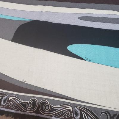 LOT 230MBL: Emilio Pucci Fringed Abstract Scarf