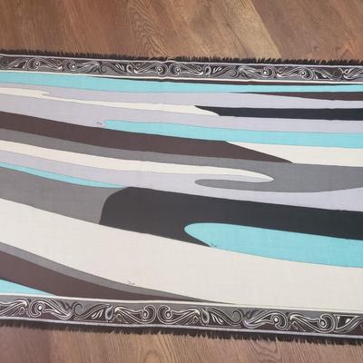 LOT 230MBL: Emilio Pucci Fringed Abstract Scarf