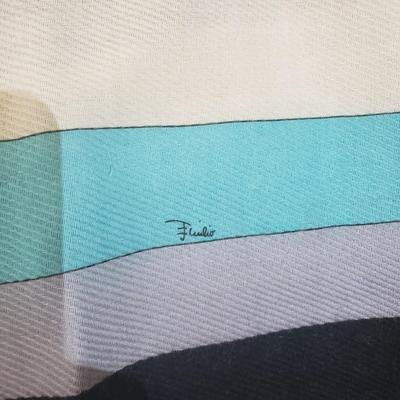 LOT 230MBL: Emilio Pucci Fringed Abstract Scarf