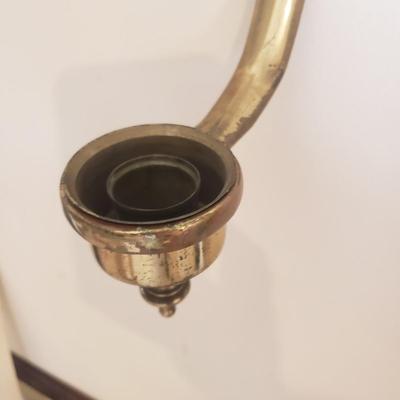 LOT 239B: Pair of Brass Wall Sconces & Brass Wall Sconce with Glass Hurricane