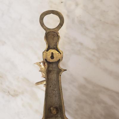 LOT 239B: Pair of Brass Wall Sconces & Brass Wall Sconce with Glass Hurricane