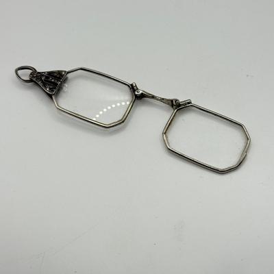 LOT 243J: Vintage Art Deco Lorgnette Folding Glasses Pendant & Hair Accessory