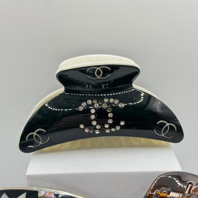 LOT 252J: Chanel Designer Hair Claw Clip, Alpaca Mexico Abalone Barrette & More Hair Accessories