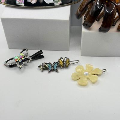 LOT 252J: Chanel Designer Hair Claw Clip, Alpaca Mexico Abalone Barrette & More Hair Accessories