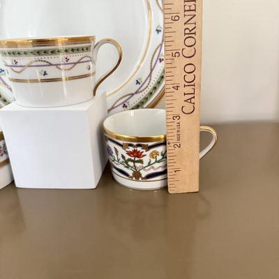 LOT 257F: Christian Dior Renaissance Tea Cup w/ Two Faberge Tea Cup Mugs Luxembourg (w/ Matching Plate) & Rose Trellis