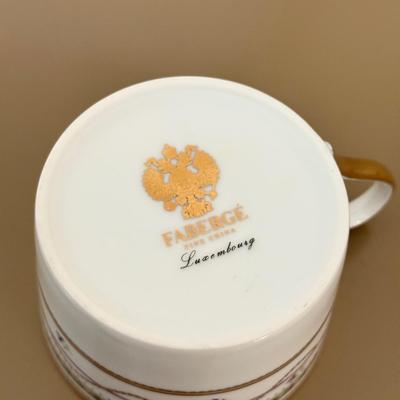 LOT 257F: Christian Dior Renaissance Tea Cup w/ Two Faberge Tea Cup Mugs Luxembourg (w/ Matching Plate) & Rose Trellis
