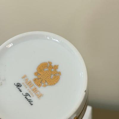 LOT 257F: Christian Dior Renaissance Tea Cup w/ Two Faberge Tea Cup Mugs Luxembourg (w/ Matching Plate) & Rose Trellis