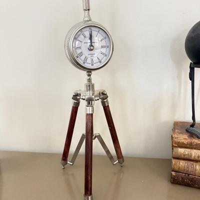 LOT 258F: Academic Home Decor: Clocks & Antique Books