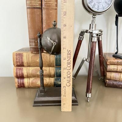 LOT 258F: Academic Home Decor: Clocks & Antique Books