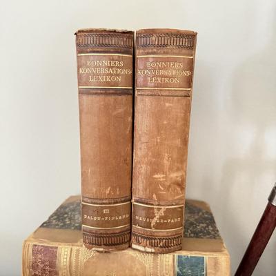 LOT 258F: Academic Home Decor: Clocks & Antique Books