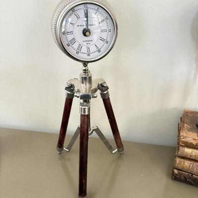 LOT 258F: Academic Home Decor: Clocks & Antique Books