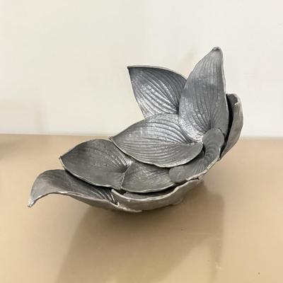 LOT 259F: Patrick Meyer Pewter Signed Leaf Sculpture